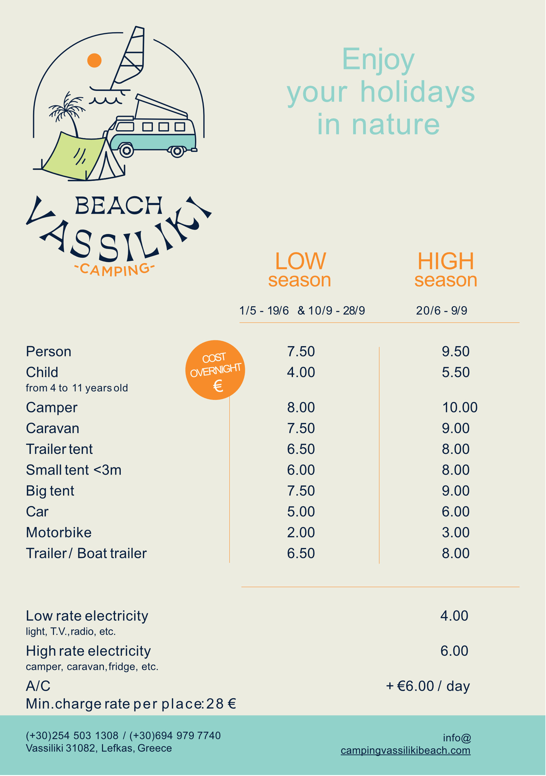 camping vassiliki beach prices